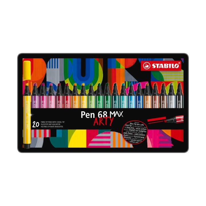 STABILO Pen 68 MAX Arty Filzstift (Farbig assortiert, 20 Stück)