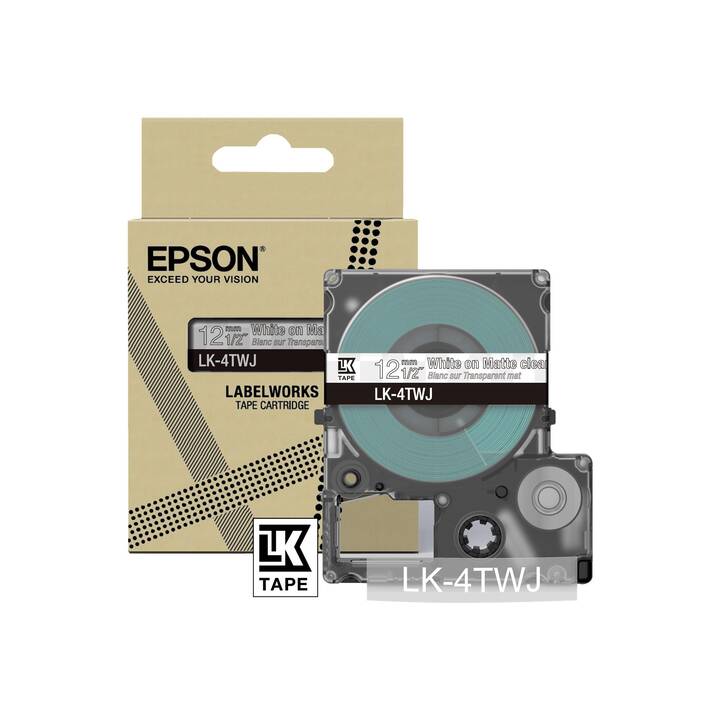 EPSON LK-4TWJ Ruban d'écriture (Blanc / Transparent, 12 mm)