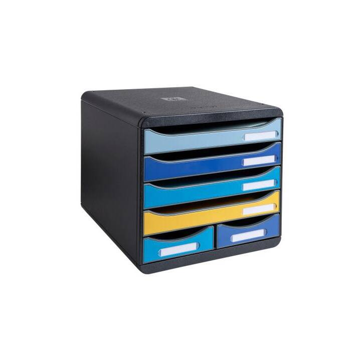EXACOMPTA Cassettiera da scrivania BeeBlue (A4, A4+, 278 mm  x 271 mm  x 347 mm, Zafferano, Blu chiaro, Blu marino, Turchese, Black)