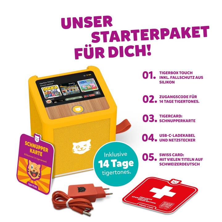 TIGERMEDIA Lecteur audio pour enfants Tigerbox Touch Plus Swiss Edition (DE, Suisse allemand)