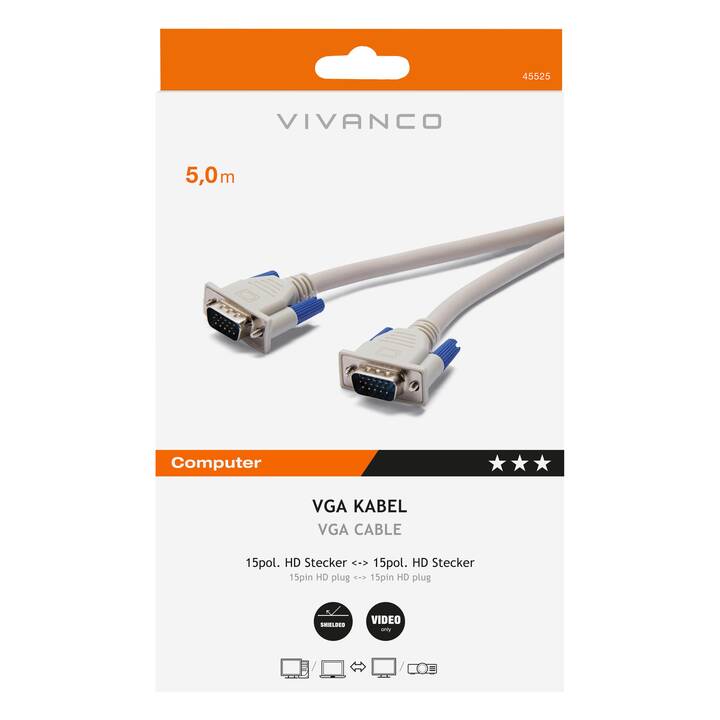 VIVANCO Câble de connexion (VGA, 5 m)