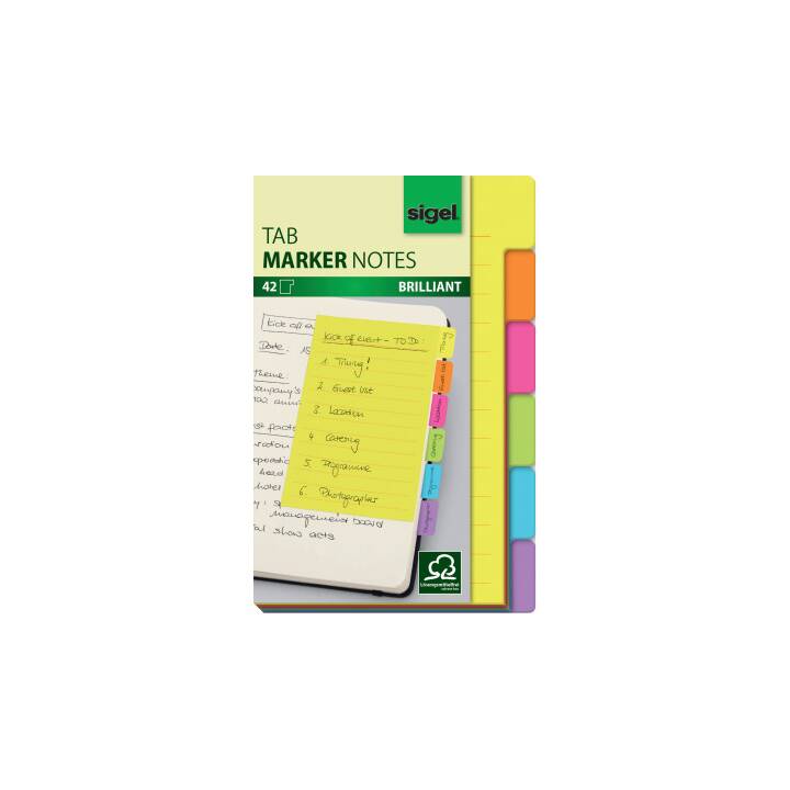 SIGEL Notes autocollantes (6 x 42 feuille, Multicolore)