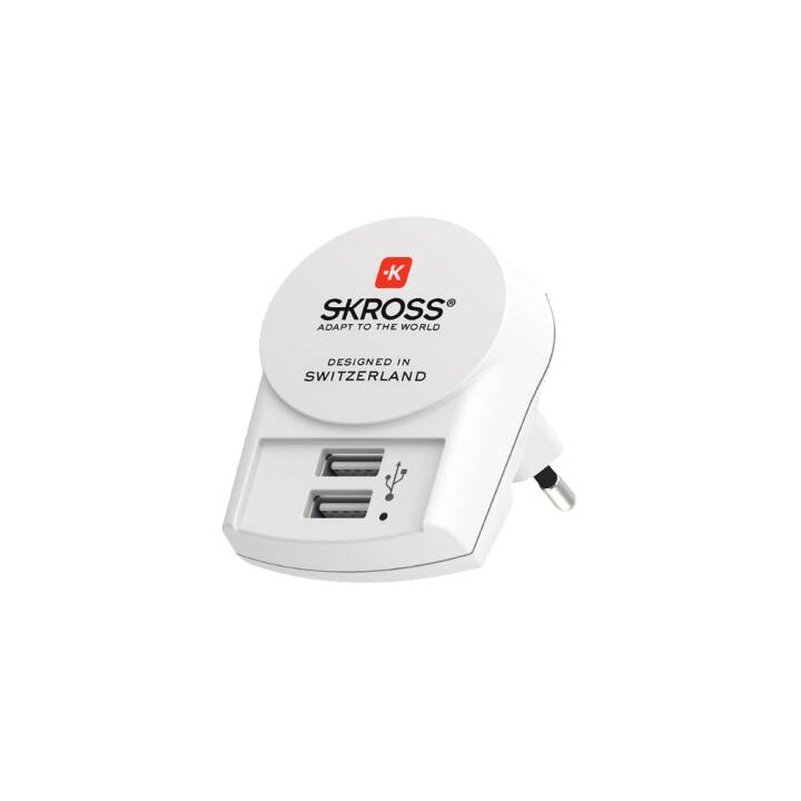 SKROSS Adaptateur de voyage PRO+ USB (Europe, Royaume-Uni, Brésil, Italie, USA, Australie, Suisse, Chine / Europe, Royaume-Uni, Japon, Brésil, Italie, USA, Australie, Chine, Suisse)