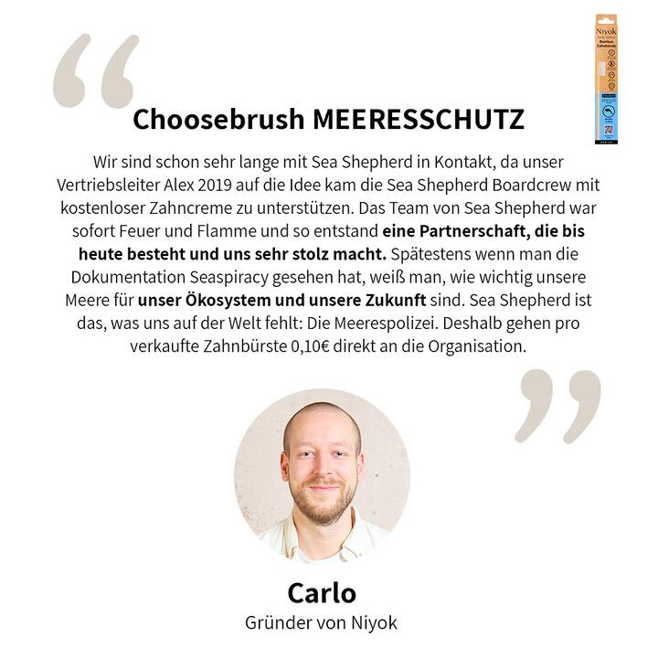 NIYOK Normale Zahnbürste Choosebrush MEERESSCHUTZ (Mittel)