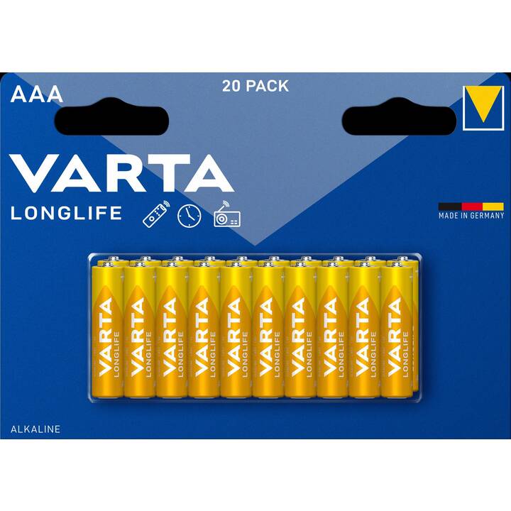 VARTA Longlife Batterie (AAA / Micro / LR03, 20 pièce)