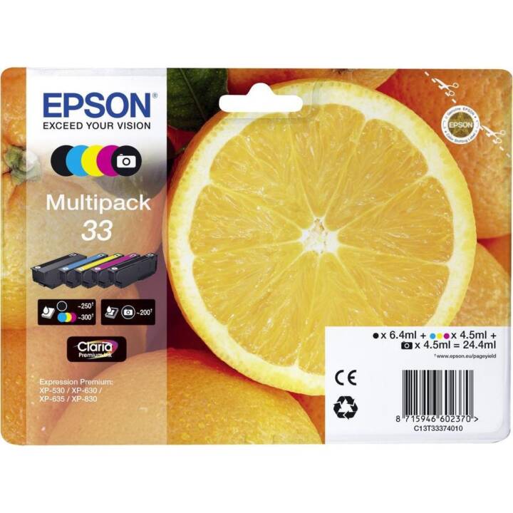 EPSON 33 (Jaune, Noir, Magenta, Cyan, Photo noir, Multipack)