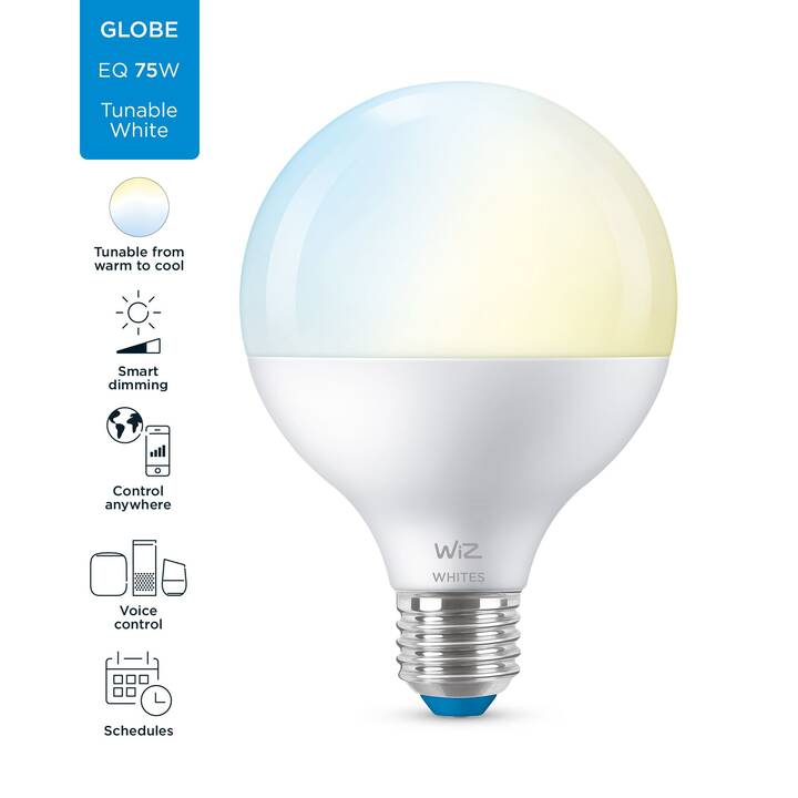 WIZ Lampadina LED Smart Lighting Globe G95 (E27, WLAN, Bluetooth, 11 W)