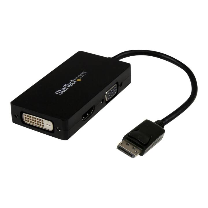 STARTECH.COM 3-in1 DispalyPort auf HDMI / DVI / VGA Adapter / Konverter - Schwarz - Videokonverter - Schwarz