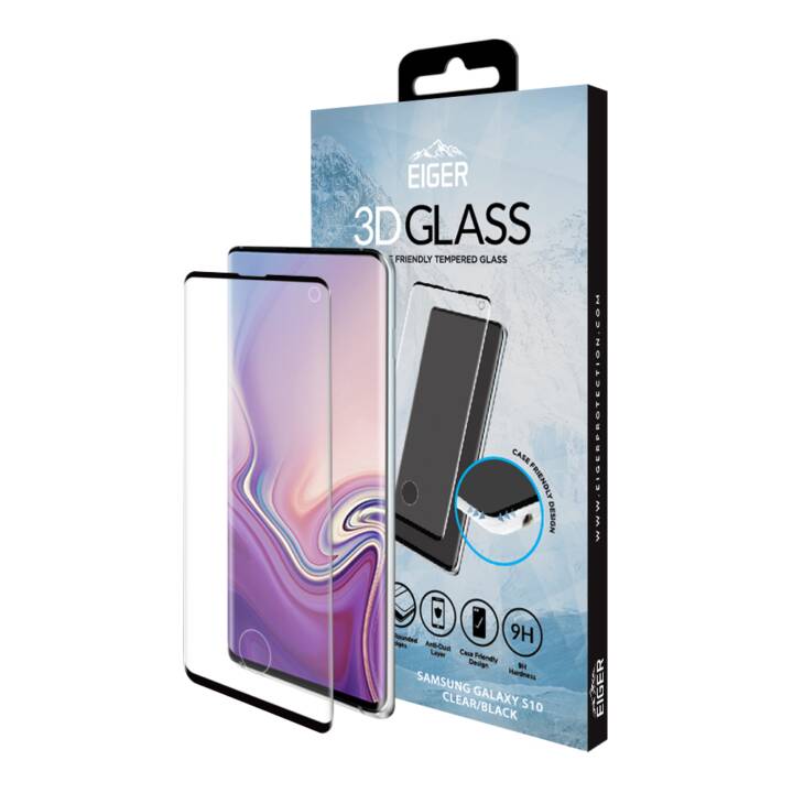 EIGER Verre de protection d'écran 3D Glass Samsung Galaxy S10 (Clair)