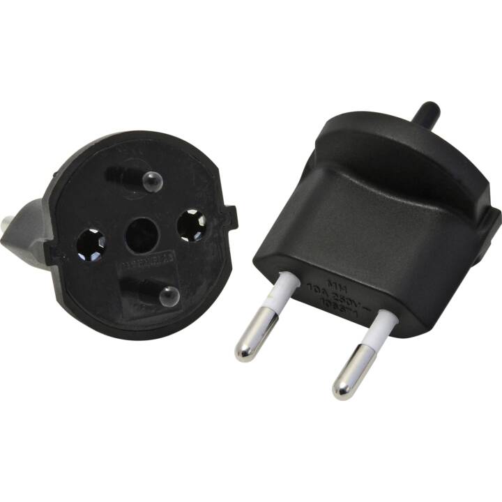 MAX HAURI Fixadapter (T11 Zweipolige Kupplung mit Schutzkragen / Schuko, Typ F, Schwarz)