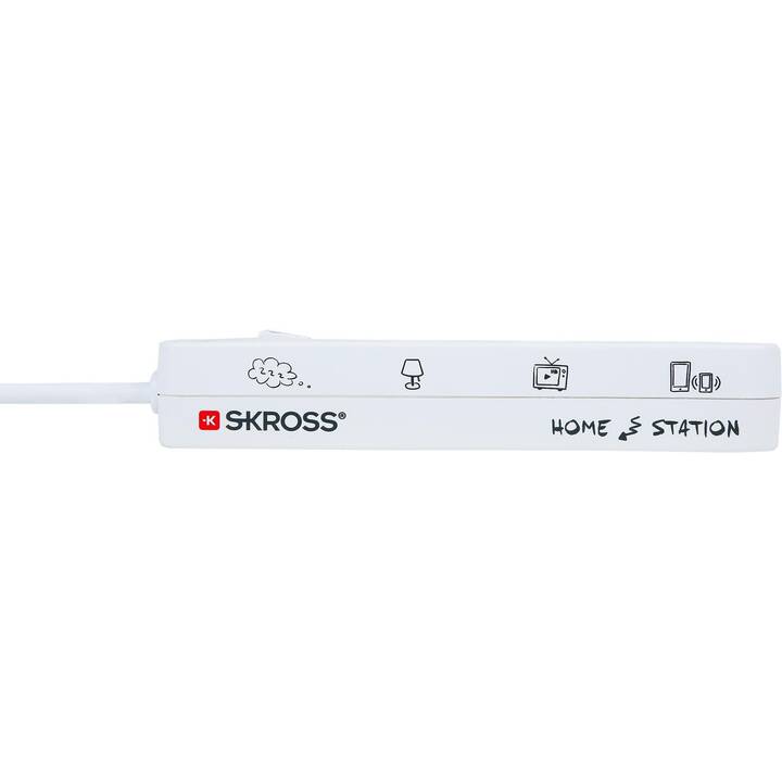 SKROSS Presa multiple Home Station (CH, USB , USB di , Tipo J, USB Typ A, USB di tipo C / CH, Tipo J, 1.5 m, Bianco)