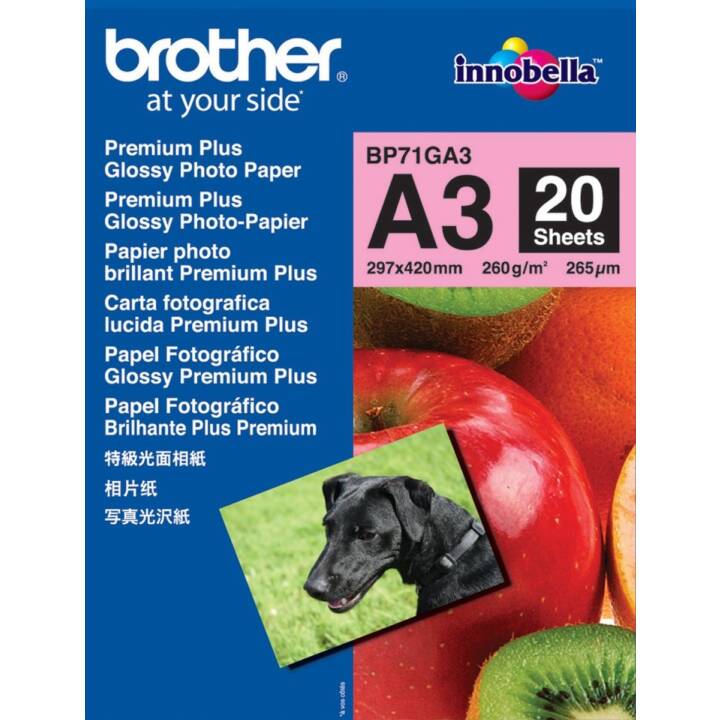 BROTHER Innobella Premium Plus Papier photo (20 feuille, A3, 260 g/m2)