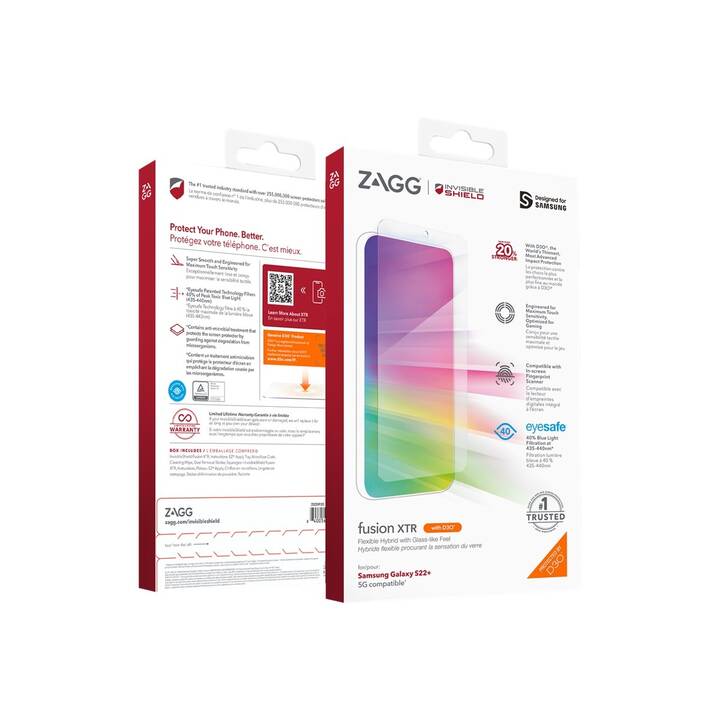 ZAGG Verre de protection d'écran InvisibleShield Fusion XTR (Galaxy S22+ 5G, 1 pièce)