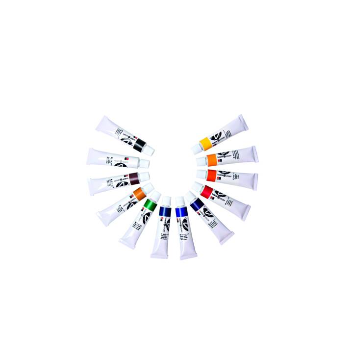 MARABU Acrylfarbe Artist Acryl Set (12 x 12 ml, Violett, Braun, Kupfer, Dunkelblau, Blau, Weiss, Gelb, Hellgrün, Orange, Schwarz, Gold, Grün, Rot)