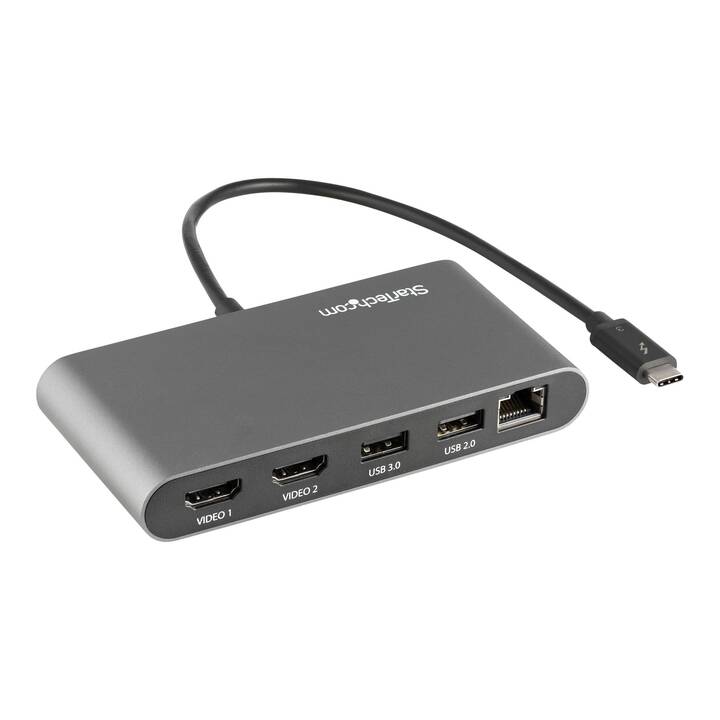 STARTECH.COM Stazione d'aggancio TB3DKM2HDL (2 x Uscita HDMI, HDMI 2.0, Thunderbolt 3, USB di tipo C, USB 3.2 Typ-C, RJ-45 (LAN))