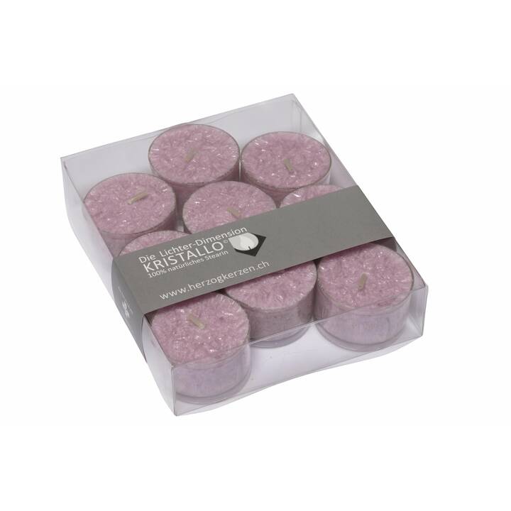 HERZOG KERZEN Bougie à chauffe-plat Kristallo (Pink, Rose, 9 pièce)