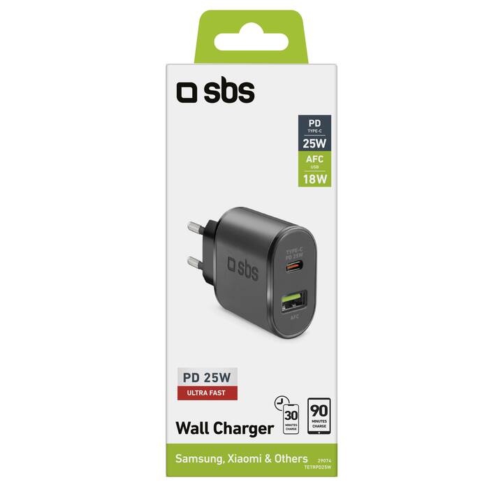 SBS Wall Caricabatteria da parete (USB-A, USB-C)