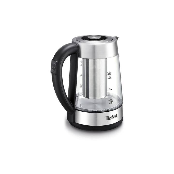 TEFAL BJ750D10 (1.7 l, Verre, Acier inox, Transparent, Noir, Argent)