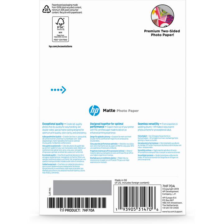 HP Fotopapier (25 Blatt, 100 x 150 mm, 180 g/m2)