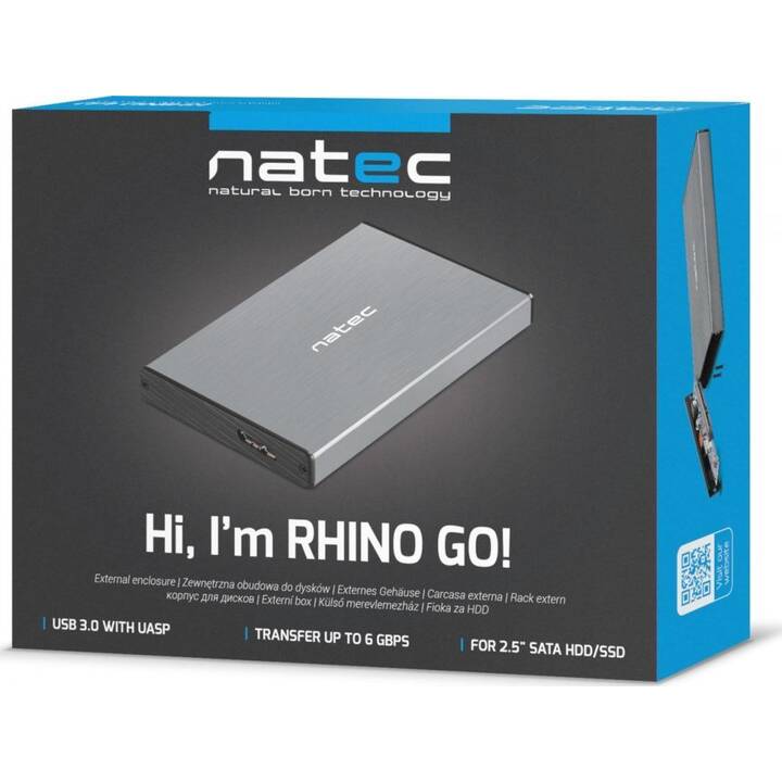NATEC Festplattengehäuse Rhino Go (SATA, MicroUSB 3.0 Typ-B)