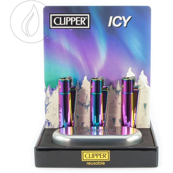 CLIPPER Gasfeuerzeug Icy Adam Purple Haze (Mehrfarbig, 3 Stück)