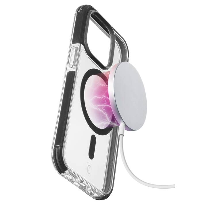 CELLULAR LINE Backcover MagSafe Tetra Force Strong Guard Mag (iPhone 15 Pro, Transparente, Nero)