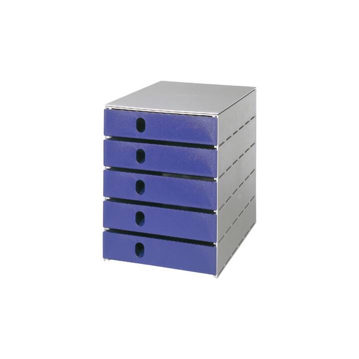 STYRO Cassettiera da scrivania (C4, 24.6 cm  x 33.5 cm  x 32.3 cm, Grigio, Blu)