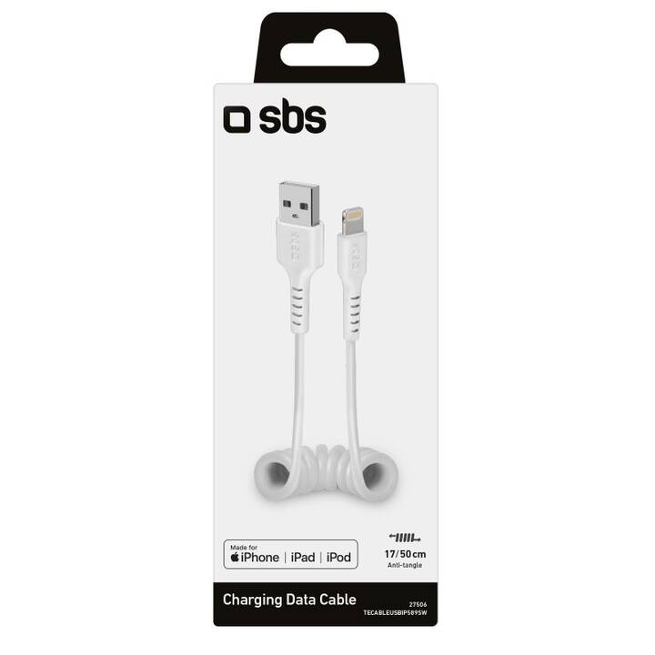 SBS Kabel (USB A, Lightning, 50 cm)
