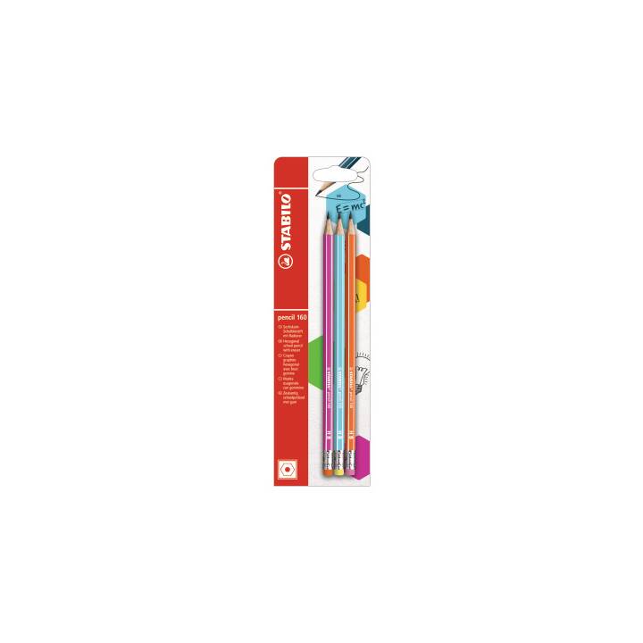 STABILO Bleistift 160 mit Gummi HB assortiert 3 Stück