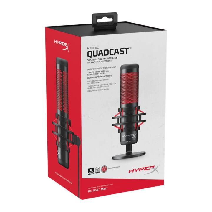 HYPERX QuadCast Microfono da tavolo (Rosso, Nero)