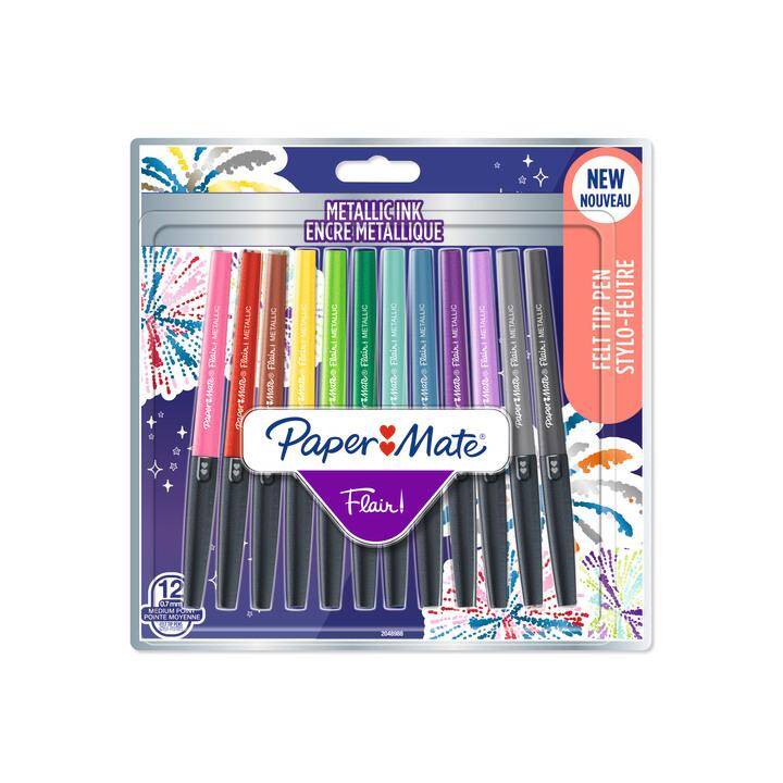 PAPER MATE Metal. Flair M Pennarello (Multicolore, 12 pezzo)