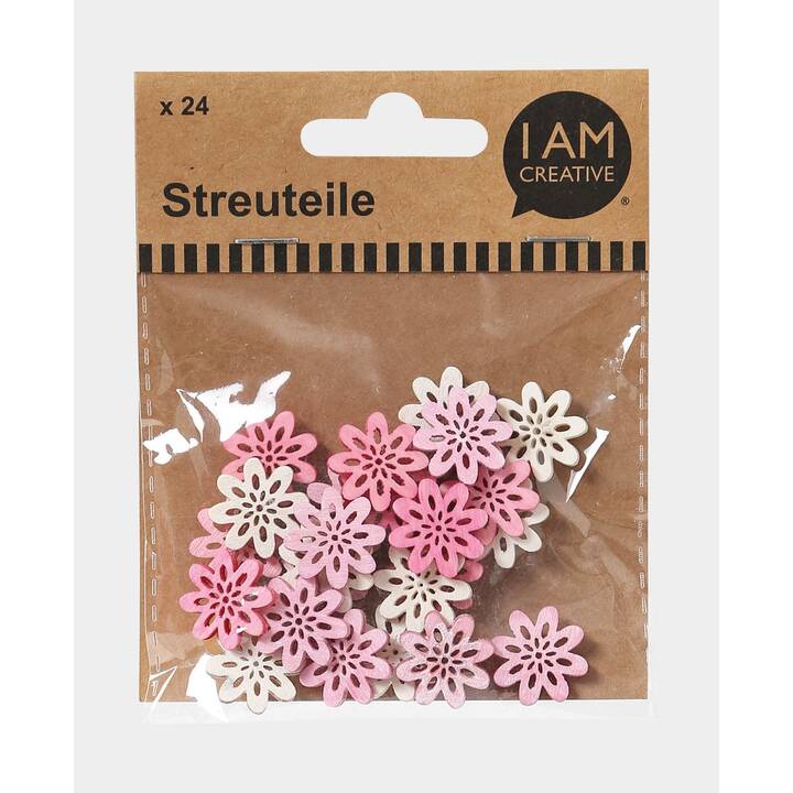 I AM CREATIVE Streudeko (Holz, Blumen, 24 Stück)