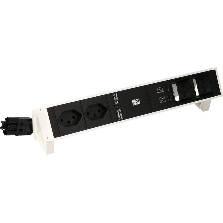 BACHMANN Steckdosenleiste DESK 2 (universal, USB Typ-C, T13, USB , USB Typ A / GST18i3, 0.2 m, Schwarz, Weiss)