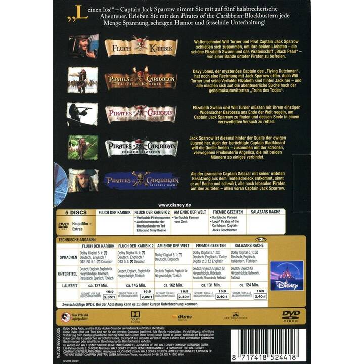 Pirates of the Caribbean - 5 Movie Collection (DE, EN)