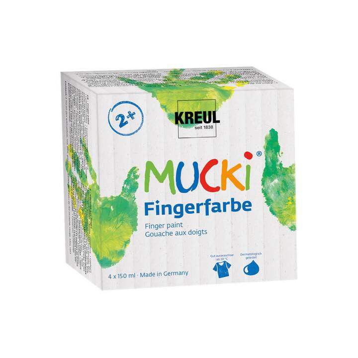 C. KREUL Fingerfarbe Mucki Set (4 x 150 ml, Gelb, Grün, Rot, Blau, Mehrfarbig)