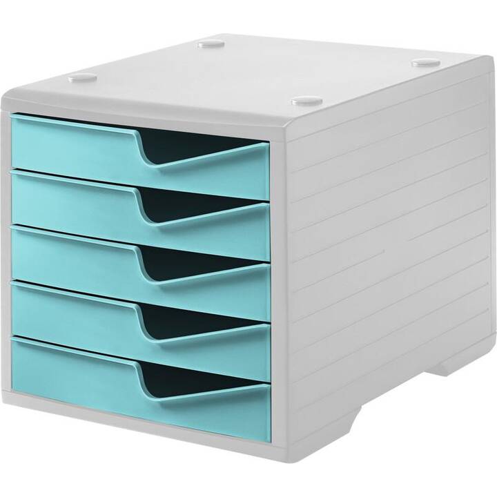 STYRO Büroschubladenbox (C4, 27 cm  x 34 cm  x 25.5 cm, Grau, Blau)