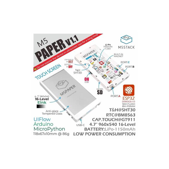 M5STACK M5Paper Scheda di sviluppo (ESP32)