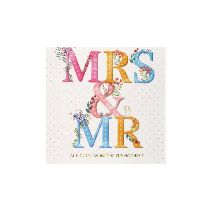 ABC Glückwunschkarte Mrs&Mr (Hochzeit, Mehrfarbig)