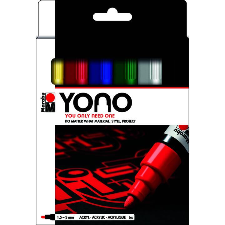 MARABU Acrylmarker YONO (Mehrfarbig, 6 Stück)