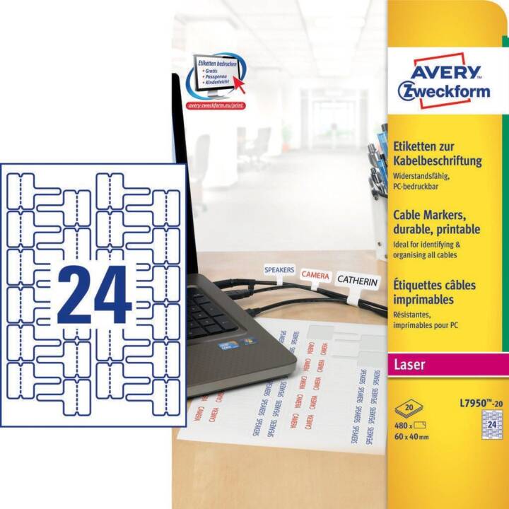 AVERY ZWECKFORM Druckeretikettenbogen (40 x 60 mm)