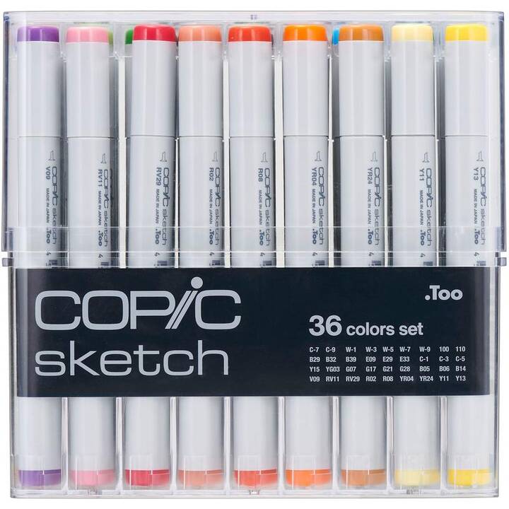 COPIC Grafikmarker (Mehrfarbig, 36 Stück)