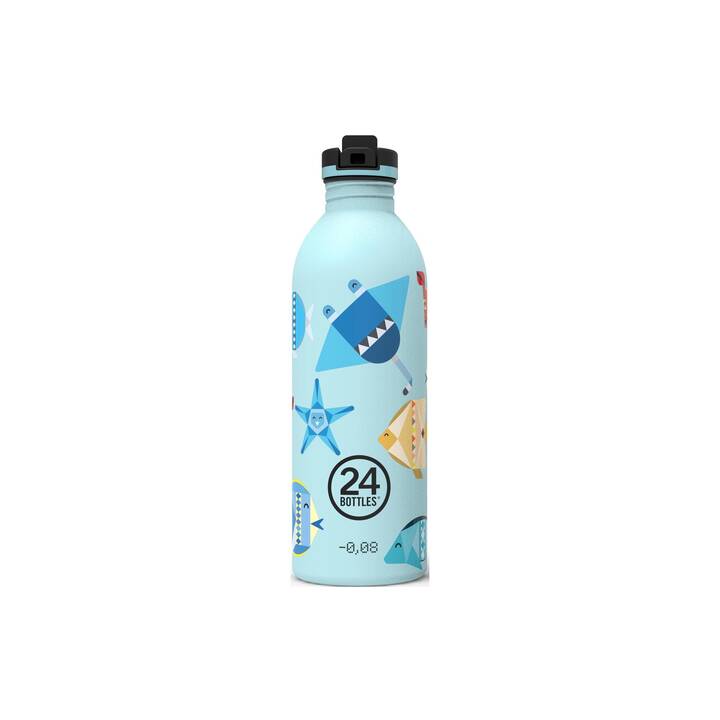 24BOTTLES Bottiglia per bambini Urban Sea Friends (0.5 l, Blu chiaro, Multicolore)