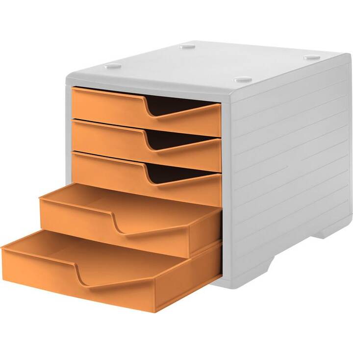 STYRO Büroschubladenbox (A4, C4, 27 cm  x 34 cm  x 25.5 cm, Lichtgrau, Aprikose)