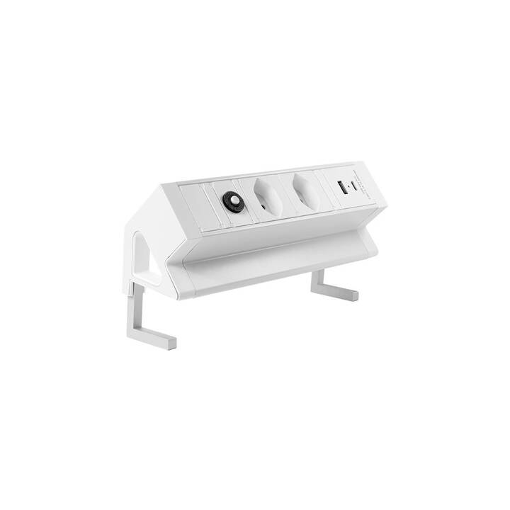 STEFFEN Presa multiple Alu Desk (T13, USB , USB tipo-C, USB Typ A / T13, Bianco)