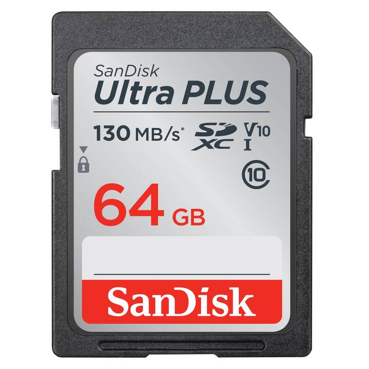 SANDISK SDXC Ultra PLUS (Class 10, 64 GB, 130 MB/s)