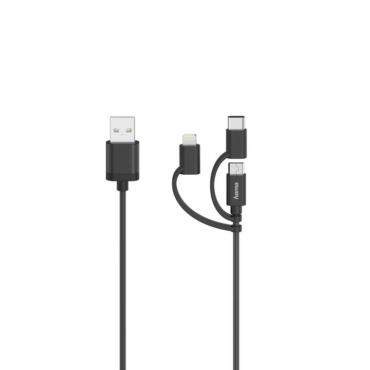 HAMA USB-Kabel (USB, USB 2.0 Typ-A, Lightning, USB 2.0 Typ-C, 0.75 m)