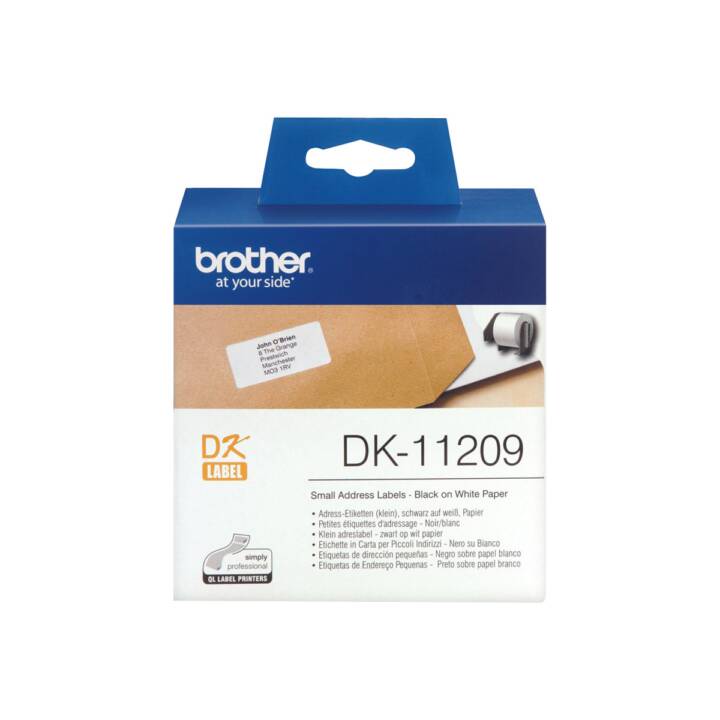 BROTHER DK-11209 Nastro delle scritture (Nero / Bianco, 62 mm)