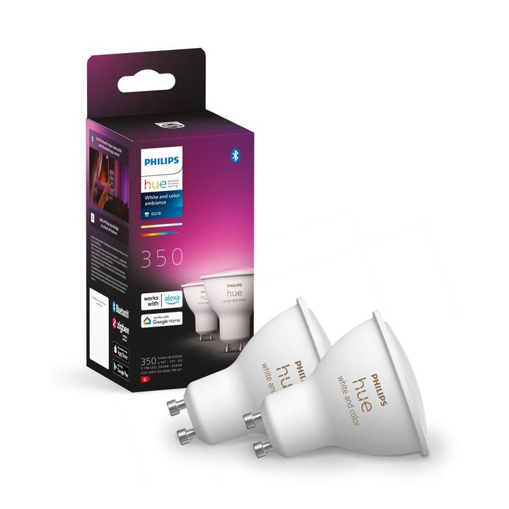 PHILIPS HUE LED Birne White & Color Ambiance (GU10, Bluetooth, 5.7 W)