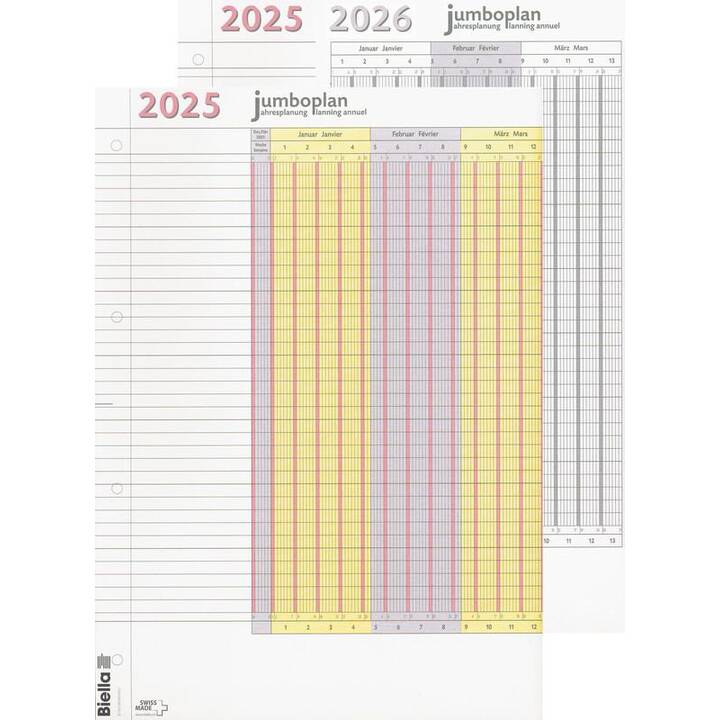 BIELLA Planning familial et calendrier d'anniversaires Jumbo 2025