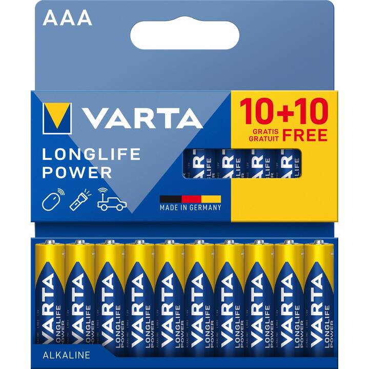 Micro Lr03 VARTA Longlife Power (AAA / Micro / LR03, 20 Stück) - Interdiscount